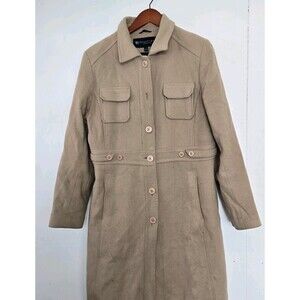 VTG Kenneth Cole Coat Womens M Brown Wool Blend Peacoat‎ Winter Old Money Classy